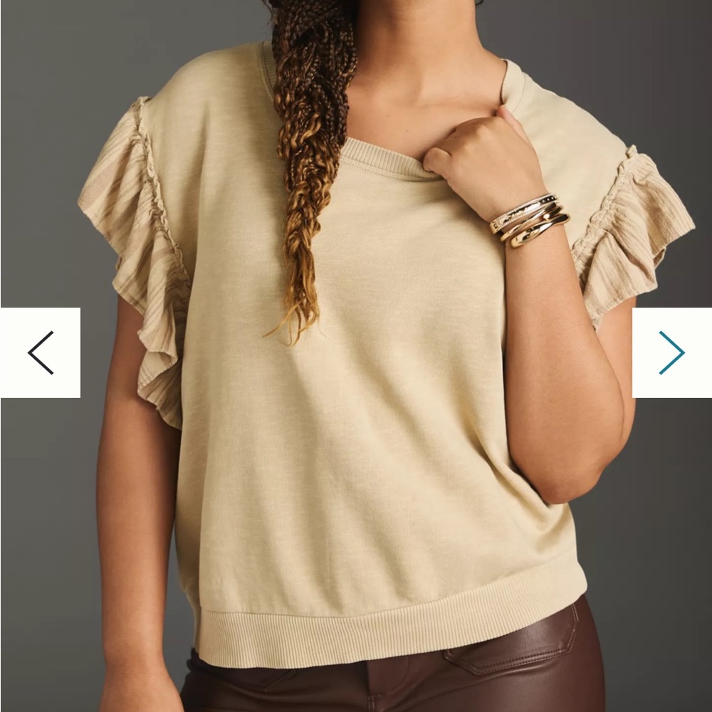 NWOT Pilcro Chambray Flutter-Sleeve Sweatshirt Tee